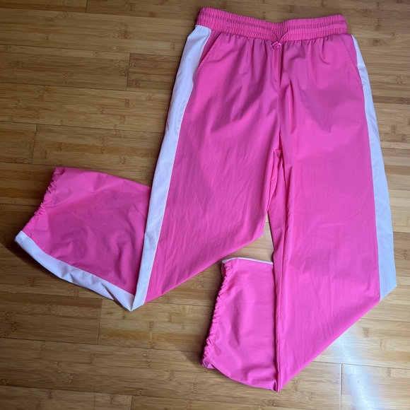 OTOS Activewear Womens Barbie Pink stripe Nylon W/Drawstring Ankle pants|Size:L - Picture 8 of 15